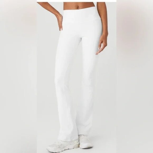 ALO Yoga Airbrush High-Waist Bootcut Leggings White Full Length size Medium - Picture 2 of 14